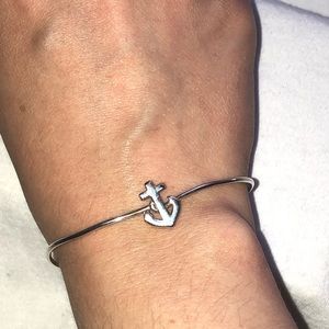 Silver anchor bangle